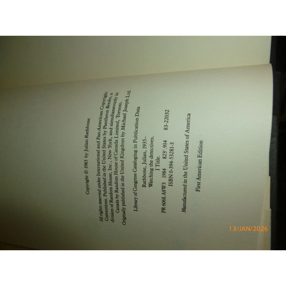 Watching the Detectives Julian Rathbone‎ 1984 First American Edition Hardcover